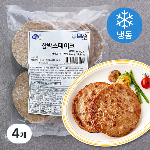하늘푸드 함박 스테이크 10개입 (냉동), 1.3kg, 4개