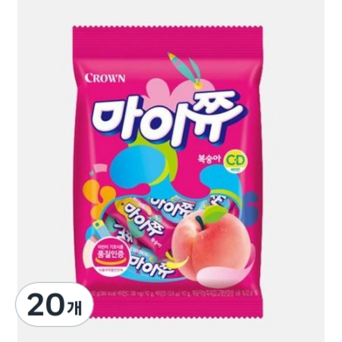 마이쮸 필로우 복숭아, 92g, 20개