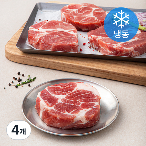 푸드장 숯불용 돼지 통목살 (냉동), 1kg, 4개