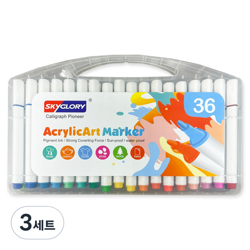 동아피엠에스 삼각 아크릴 아트마카 세트, 36색, 3세트