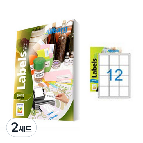 올바른라벨 레이저 잉크젯 공용 흰색 라벨지 3 X 4, 12칸, 200개
