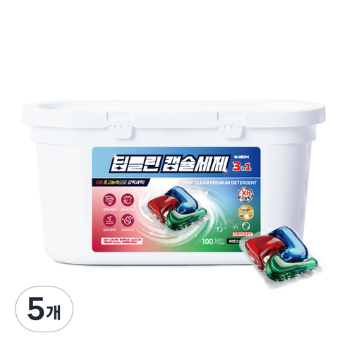 워시클리닉 딥클린 캡슐세제, 100개입, 5개