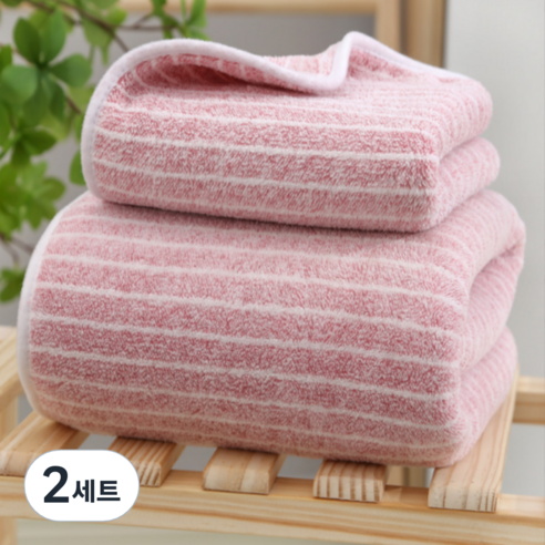 BBOO 모던스트라이프 바디 바스 타올 비치 타월 소형+대형, 레드, 2세트