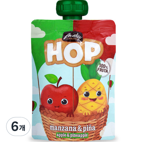 아넬라 HOP 과일 퓨레, 혼합맛(사과/파인애플), 100g, 6개