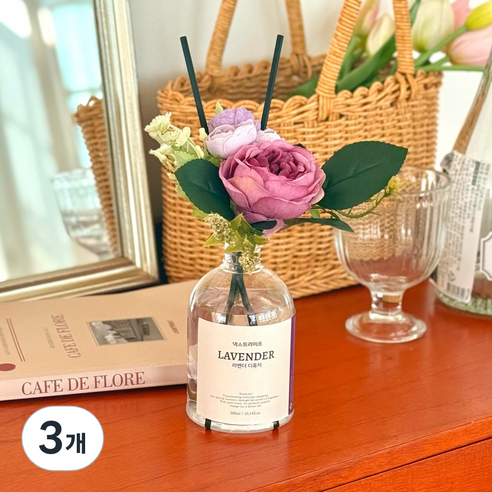 넥스트라이프 플라워 디퓨저 로즈동백꽃, 3개, 300ml, 라벤더향