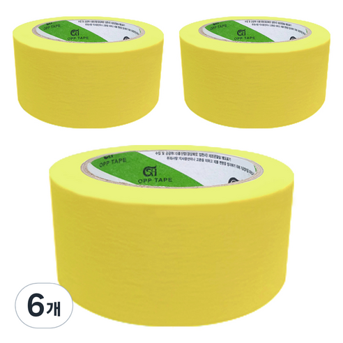 신흥테이프 마스킹 테이프 노랑 48mm x 40m, 6개