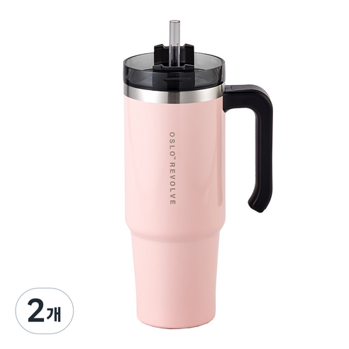 오슬로 리볼브 핸들형 텀블러, 핑크, 900ml, 2개