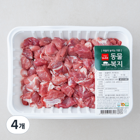 하이포크 동물복지 인증 한돈 앞다리살 찌개용 (냉장), 1.5kg, 4개