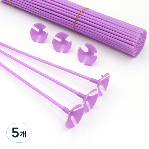 마켓감성 마카롱 풍선 홀더 핸드 스틱 42cm 100p, 보라, 5개