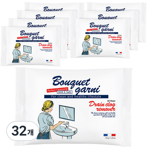 부케가르니 오투 파워 배수구 클리너, 150g, 32개