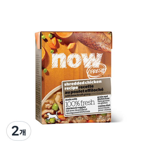 나우 프레쉬 테트라 슈레드 강아지 주식 파우치, 닭, 354g, 2개