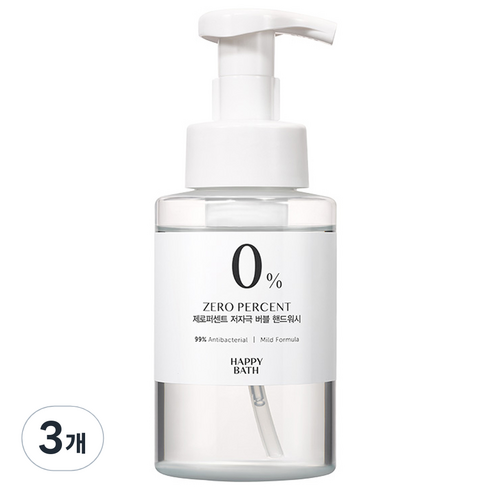 해피바스 제로퍼센트 저자극 버블핸드워시, 3개, 500ml