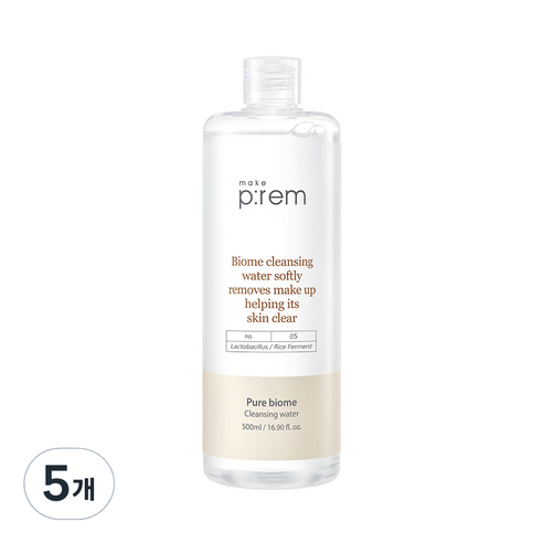메이크프렘 퓨어 바이옴 클렌징 워터, 500ml, 5개