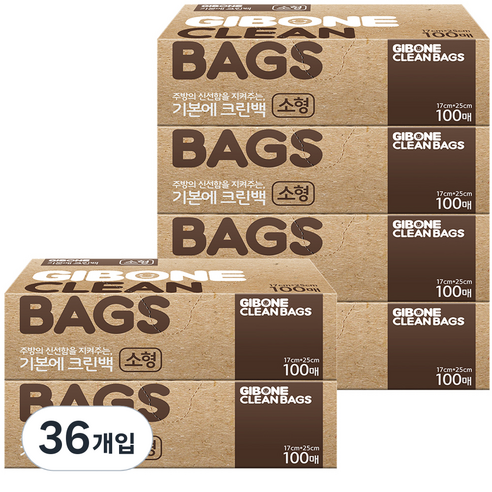 기본에 크린위생백 소형 17cm x 25cm, 소(S), 100개입, 36개