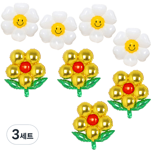 파티쇼 플라워 은박 풍선 잎사귀 4p + 데이지 소형 4p 세트, 골드(잎사귀), 3세트
