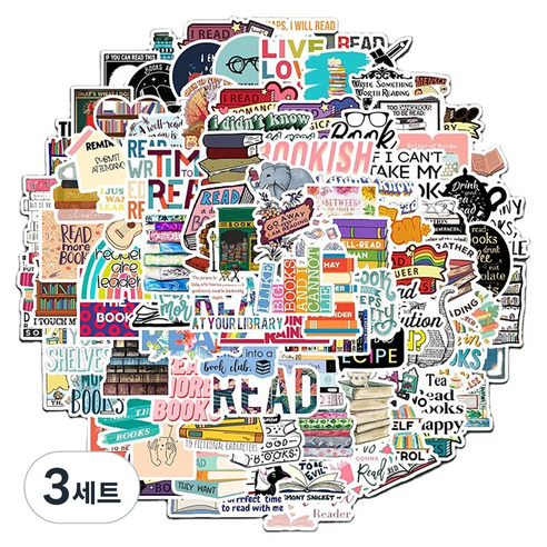 셀렉트스티커 캐리어스티커 노트북 스트릿 독서 READING 100종 세트, 혼합색상, 3세트