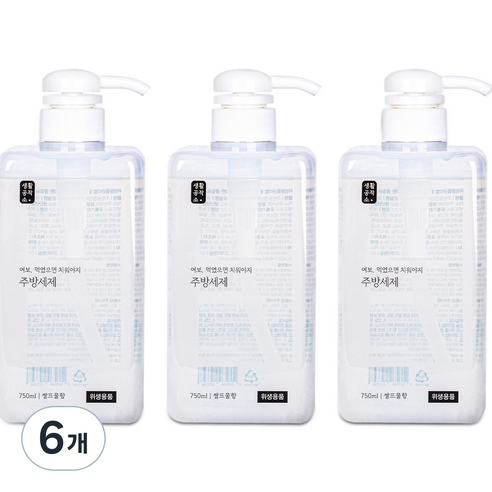 생활공작소 주방세제 쌀뜨물향, 750ml, 6개