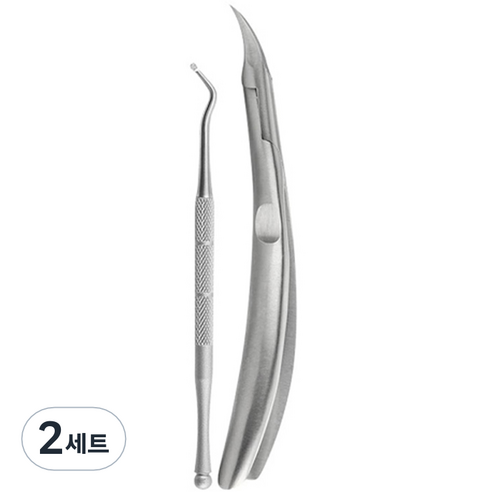 플라카 큐티클 네일케어 페디큐어 니퍼 2종 세트, 실버, 2세트