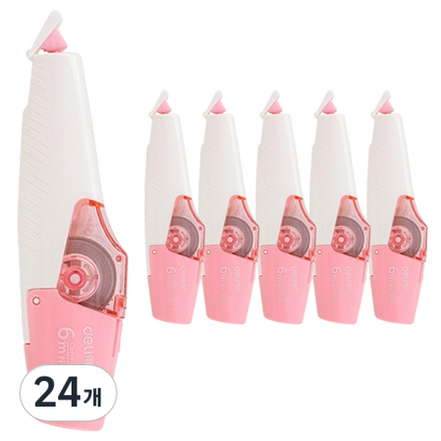 델리 수정테이프 K71461, 핑크, 24개