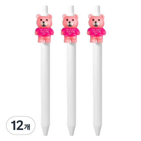 큐티파츠 젤펜 베어 0.5mm, 핑크, 12개