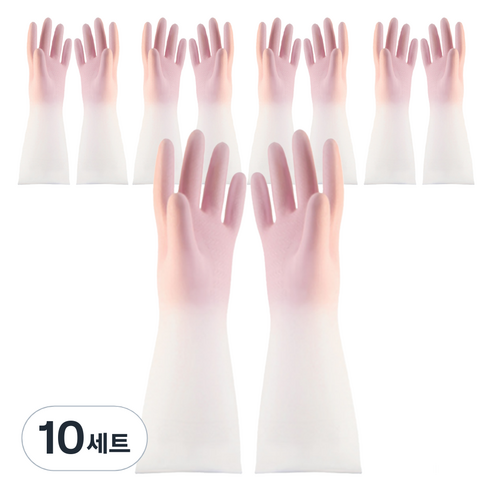 모나홈 예쁜 반투명 니트릴 고무장갑 양손착용 세트, 파스텔핑크, 중(M), 10세트