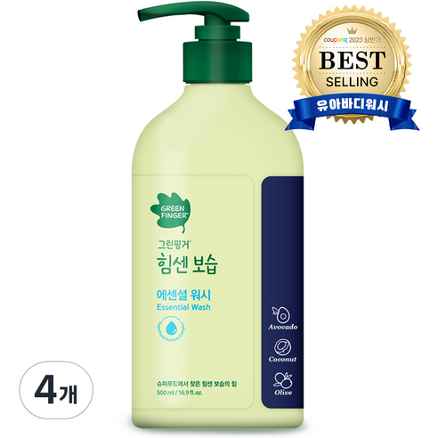 그린핑거 힘센보습 에센셜 유아 바디워시, 4개, 500ml