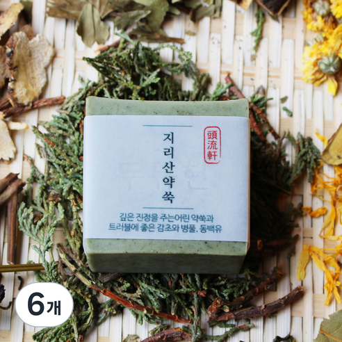 두류헌 지리산 클렌징 비누 약쑥, 80g, 6개