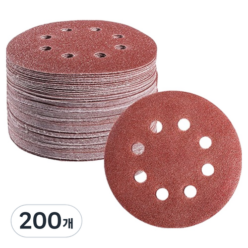 OON 원형 사포 샌딩 페이퍼 8홀 180방 125mm, 200개