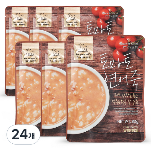 원더푸드 강아지 건강죽, 토마토 연어죽, 80g, 24개
