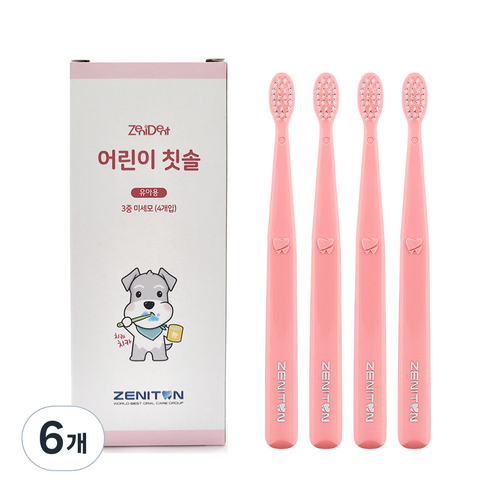 제니튼 제니덴트 어린이칫솔, 핑크, 4개입, 6개