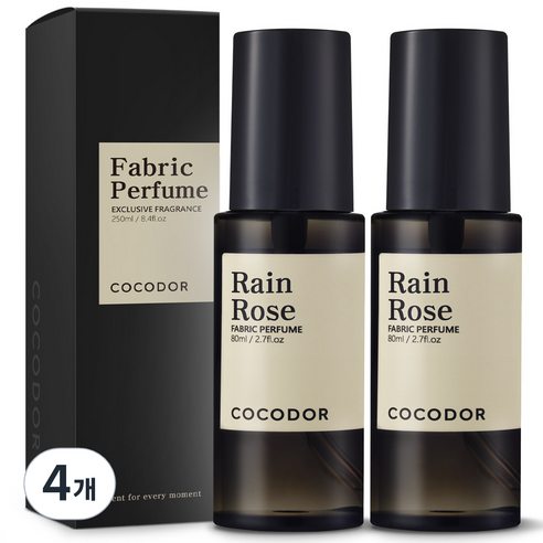 코코도르 룸 앤 패브릭 퍼퓸 섬유탈취제, 80ml, 4개, 레인 로즈