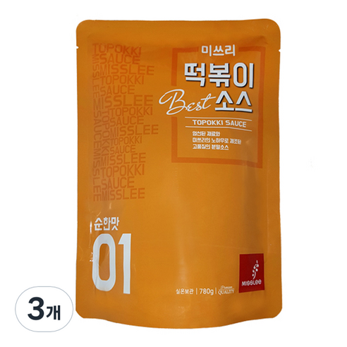 미쓰리 떡볶이 분말소스 01 순한맛, 780g, 3개