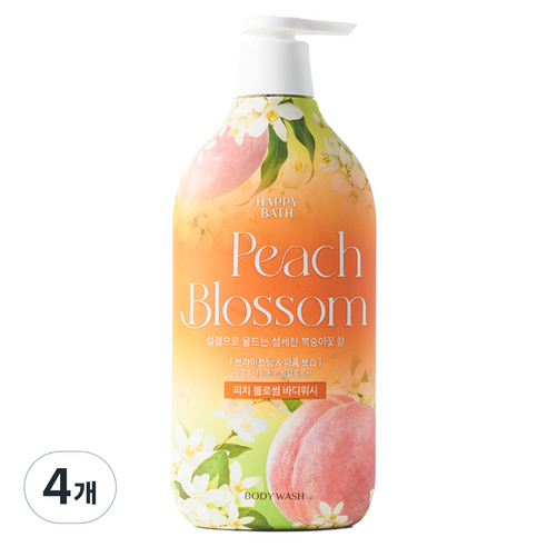 해피바스 피치 블로썸 바디워시, 900g, 4개