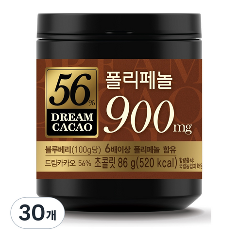 드림카카오 56% 초콜릿, 30개, 86g