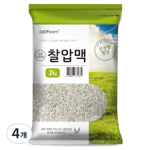 건강한밥상 국산 찰압맥, 2kg, 4개