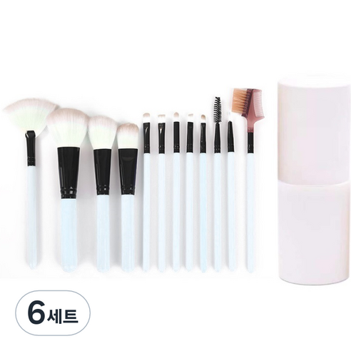 더벨라 페이스 메이크업 파우더 브러쉬 12종 세트, 6세트, 화이트