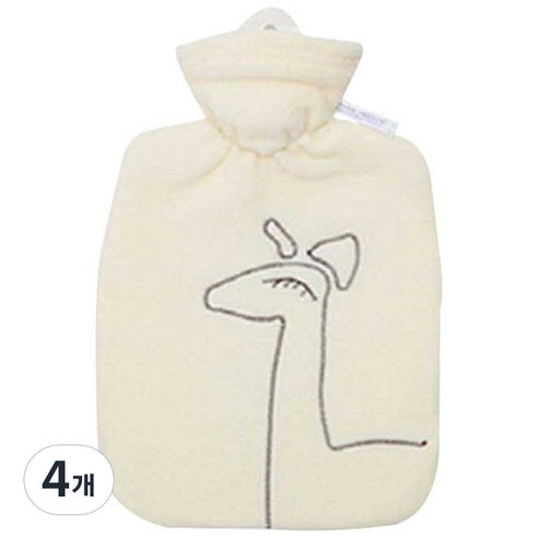 휴고프로쉬 보온물주머니 핫팩 클래식 테디코트형 기린 화이트 1.8L, 4개