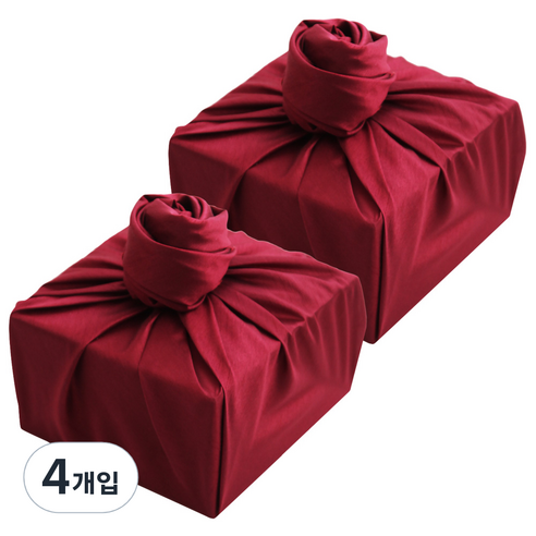봄91 623실크 홑보자기 90 x 90 cm, 버건디, 4개입