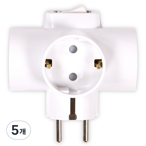 써보니 두남 스위치 T자형 멀티탭 16A 3구 T-2110, 화이트, 5개, 10cm