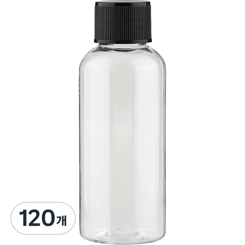 단마개 플라스틱 용기 50ml, 투명 + 블랙, 120개