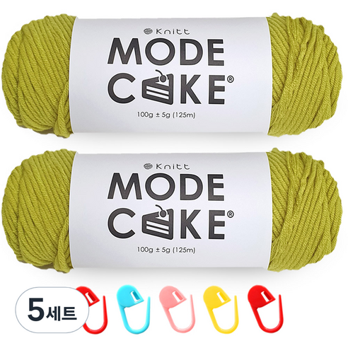 니뜨 모드케이크 뜨개실 100g 2p + 단수링 5p 세트, 14연두 + 랜덤 발송, 5세트