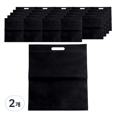 부직포 손잡이봉투 쇼핑백 25 x 30 cm 25p, 블랙, 2개
