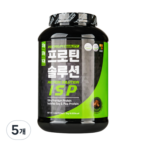프로틴솔루션 ISP 초코맛 식물성 단백질보충제 프로틴, 2kg, 5개