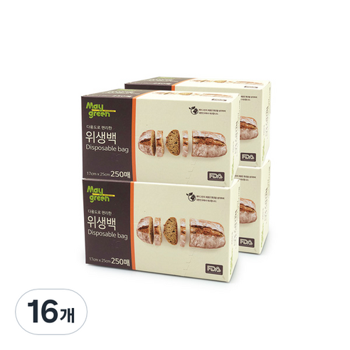 메이그린 위생백 소 17 x 25 cm 250p, 16개
