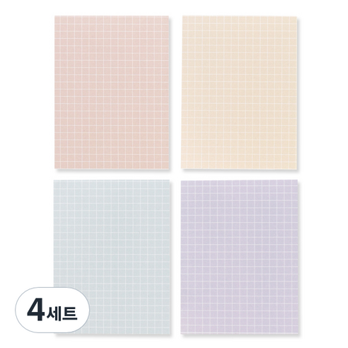 왈가닥스 스무디 메모지 4종 세트, Grid Peach, Grid Sand, Grid Mint, Grid Lilac, 1개입, 4세트