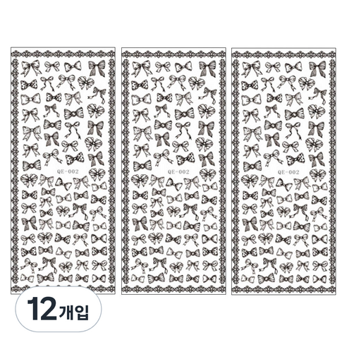 이엘피코리아 네일스티커 세드리본, 혼합 색상, 12개입