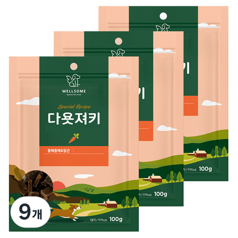 웰썸 강아지 다욧져키 동애등에 간식, 100g, 9개, 당근맛