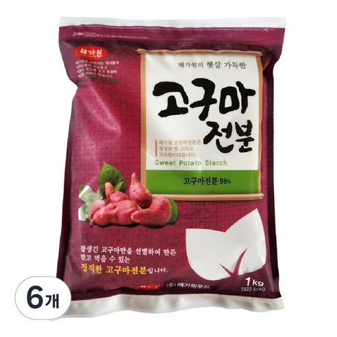 해가원 고구마전분 수입산 98%, 1kg, 6개