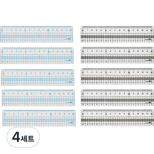 아이비스 12173 컬러 방안자 15cm 2종 x 5p 세트, 블루 + 블랙, 4세트