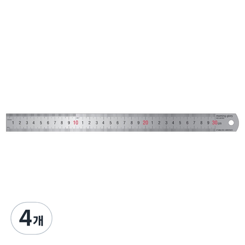 모닝글로리 스테인레스 자 30cm, 혼합색상, 4개